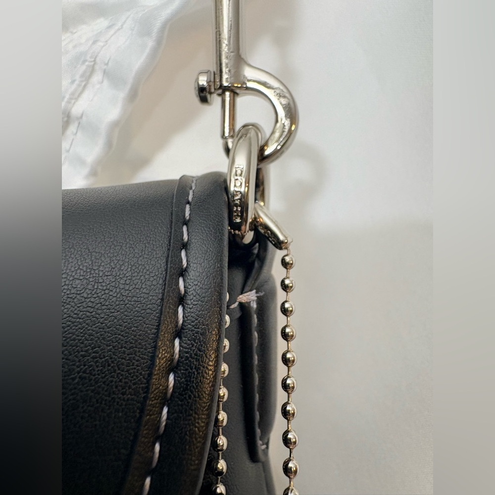 Coach Black Leather Shoulder Bag with Silver Hardware - Picture 5 of 15
